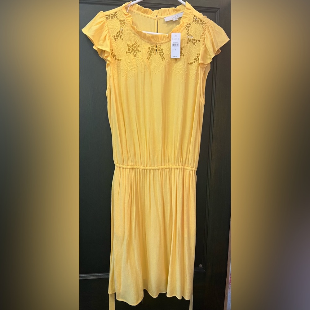 LOFT Yellow Eyelet Ruffle Dress - Picture 3 of 5